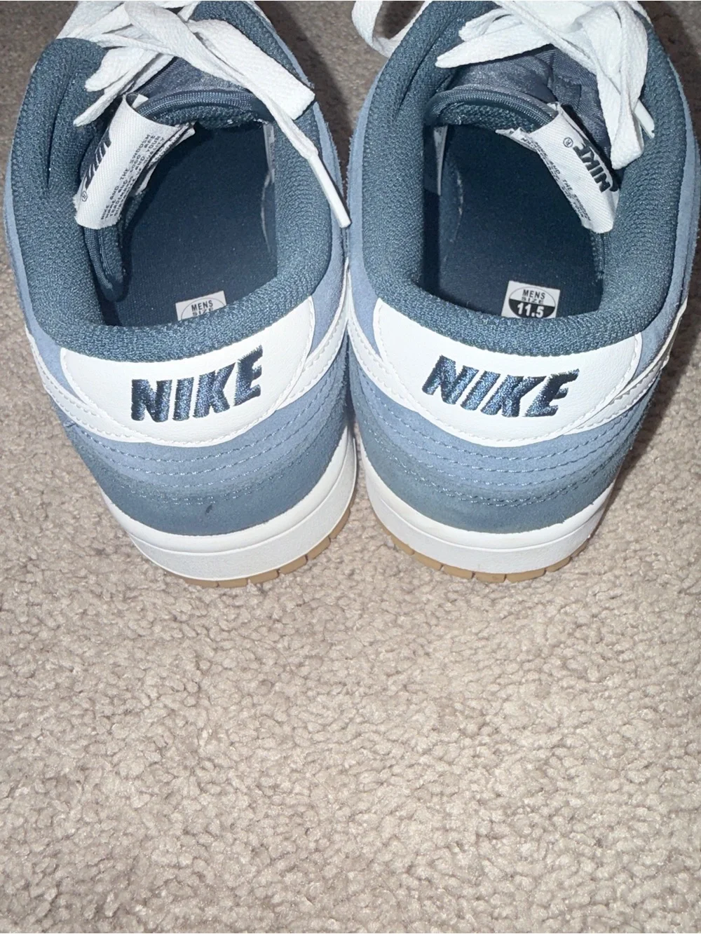 Nike Men’s Slate Blue Suede Low-Top Sneakers with White Swoosh